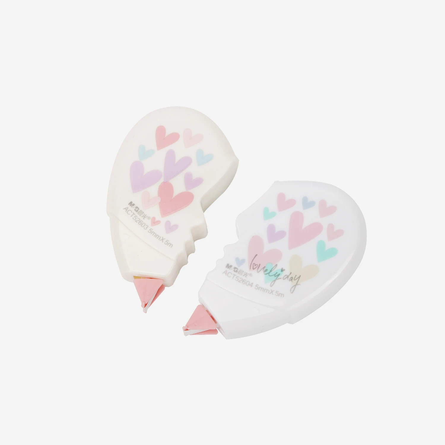 M&G 10m*5mm Economical Love Series 2 In 1 Cute Heart Shape Correction Tape Set For Office/School Stationery Gift Season Supplies