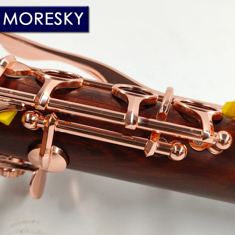 MORESKY Red Wood Professional Clarinet Rosewood bB /Rose Gold-Plated Keys/Redwood Sib Klarnet
