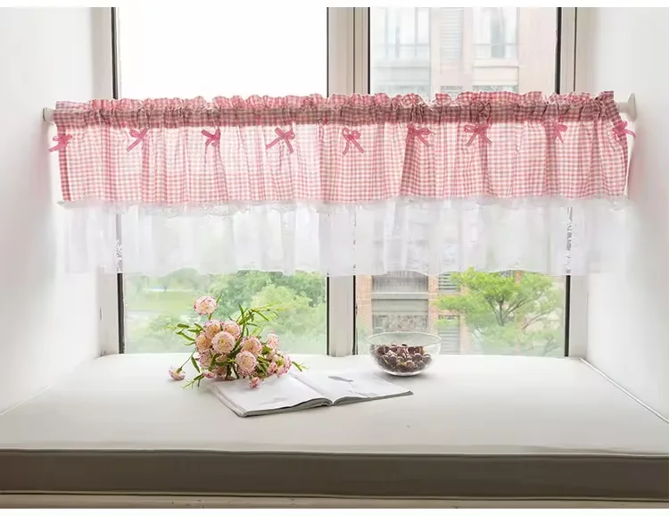 Customized Valances White and Blue Farmhouse Design Window Treatment Decor Curtains Rod Pocket Valances