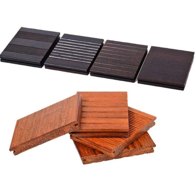 Outdoor Flooring High Density Groove Strand Woven Natural Solid Bamboo Decking Outdoor Carbonized Park Floor Deck in China