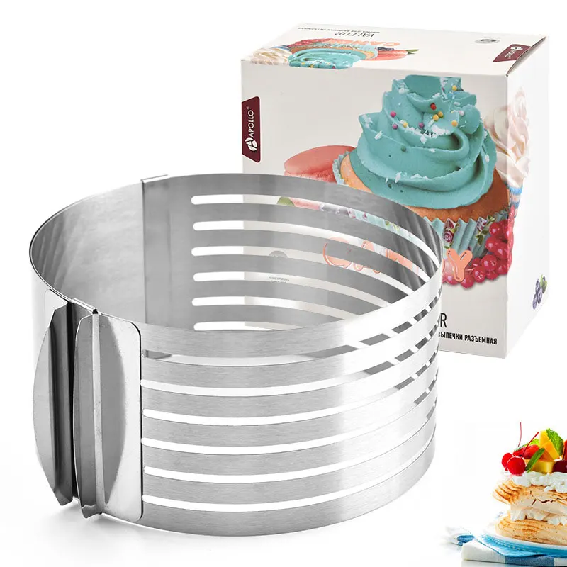 Stainless steel mousse rings circular 6-8 inch baking cake rings mold adjustable layered cake slicer