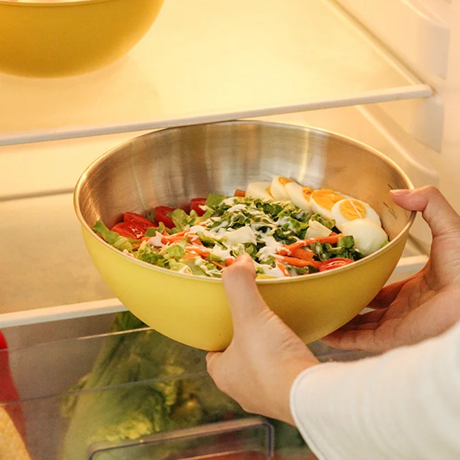 hot sale korean high quality unique different size chilled fruit mixing 304 stainless steel salad bowl
