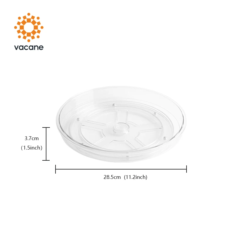 Vacane Clear Spices Cosmetics Cabinet Rotating Organizer Tray Round Plastic Lazy Susan Short Turntable--M