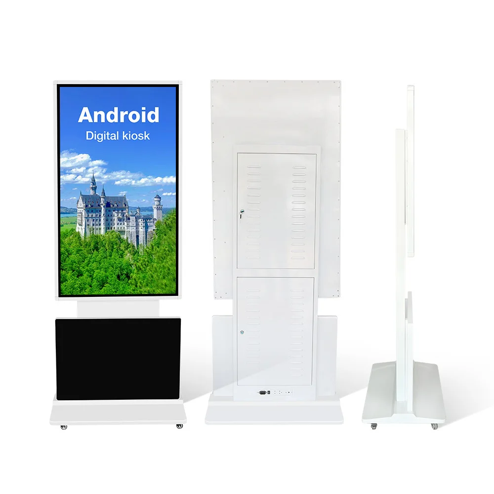 43 49 55 дюймов AIO Android 4K UHD напольная подставка вращающаяся цифровая вывеска с Wi-Fi