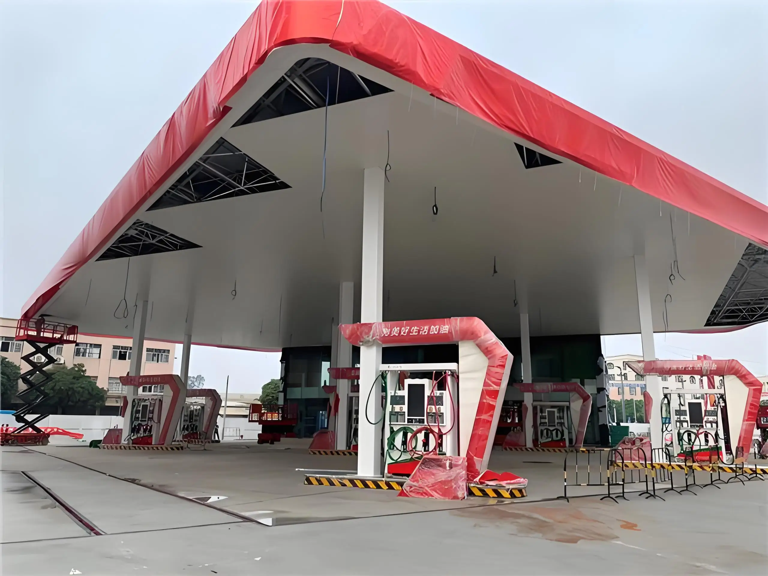 Steel Roof Structure for Gas Station | Durable Space Frame Canopy for Fuel Station