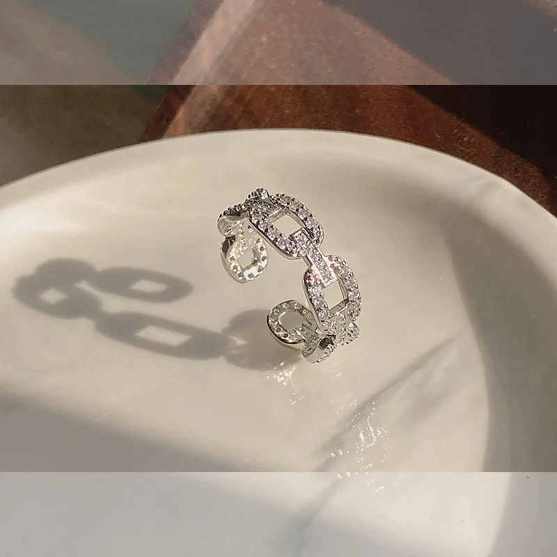 Lateefah OEM Leaf Pearl Curba Adjustable Engagement Ring Heart Shape CZ Diamond Wedding Ring for Girl