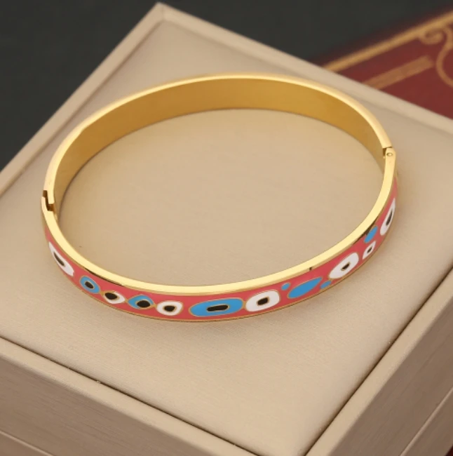 2024 new Quality Stainless Steel Multiple Design Enamel Charm Bangles Wholesale Jewelry