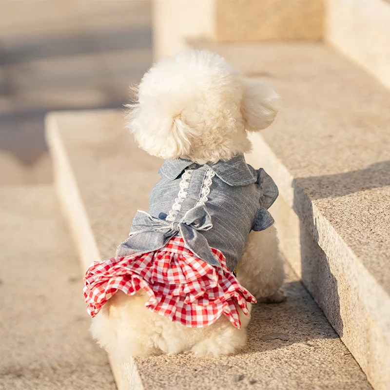Chihuahuas Puppy Breed Supplier Fashion Pet Jeans Crochet Clothes Small Dog Dresses