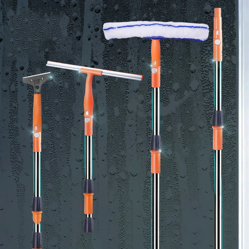 Hot Sale Metal Stainless Steel Special Scraper Water Heater Rod Adjustable Extension Telescopic Cleaning Pole tools