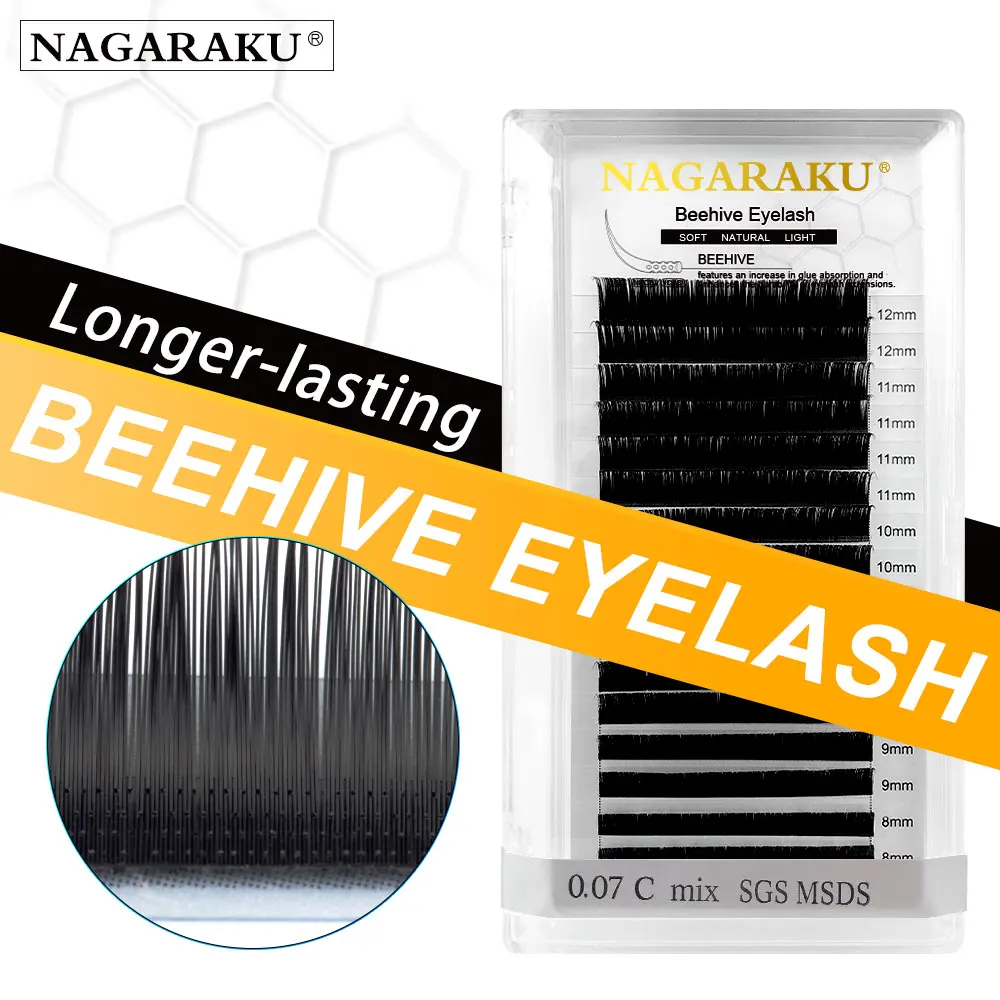 
NAGARAKU Laser Beehive Eyelash Extension Longer Lasting Individual Eyelash Makeup Maquiagem Super High Quality Synthetic Mink 