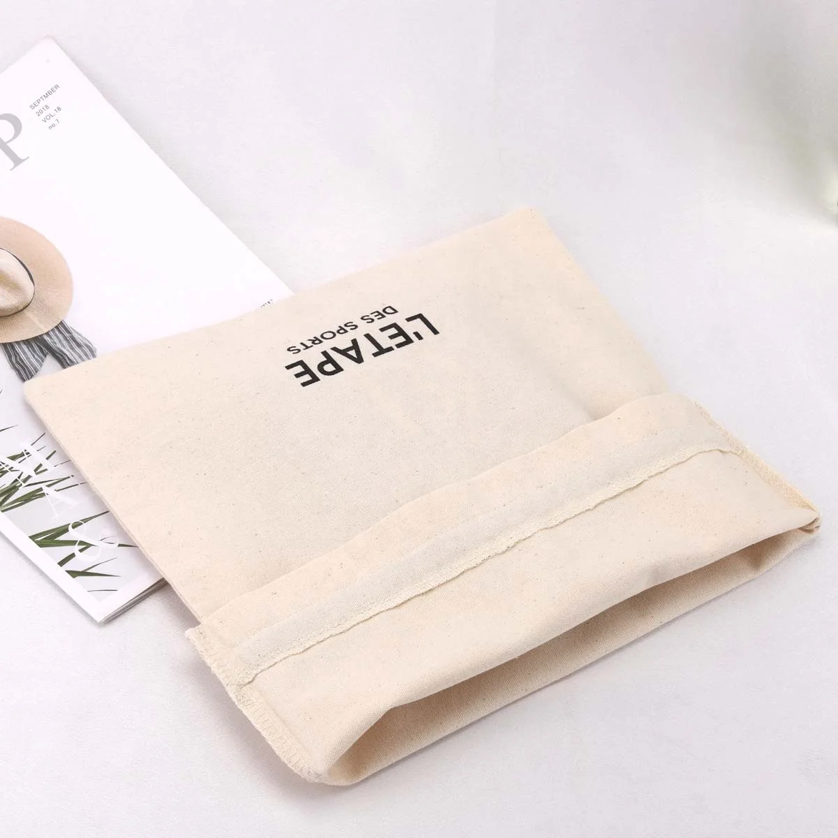 Eco-friendly Large Solid Natural Canvas Dust Packaging Drawstring Shopping Bag Custom Screen Logo Cotton Shoe Pouch