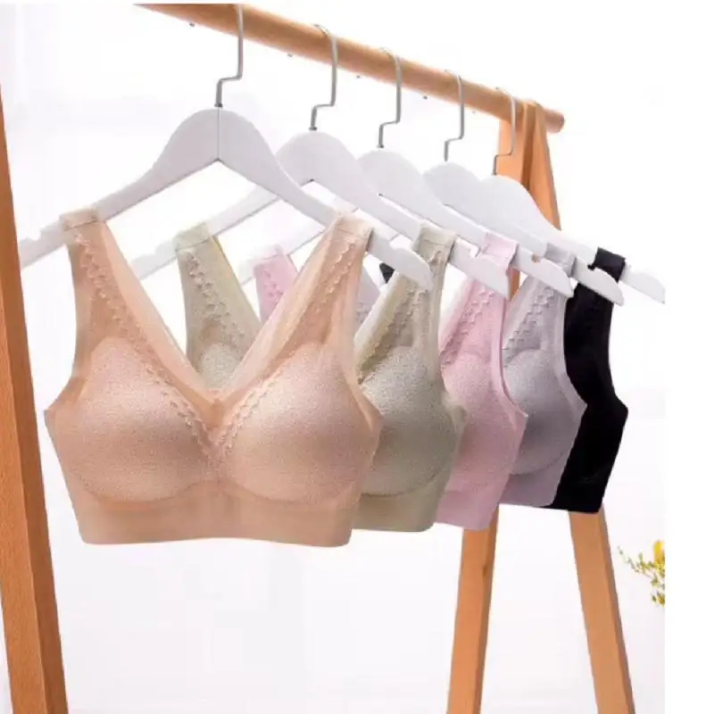 Bra No Underwire Push up Underwear Design Mite-removing Honeycomb Latex High Quality New Lace Wire Free Breathable Plain Dyed