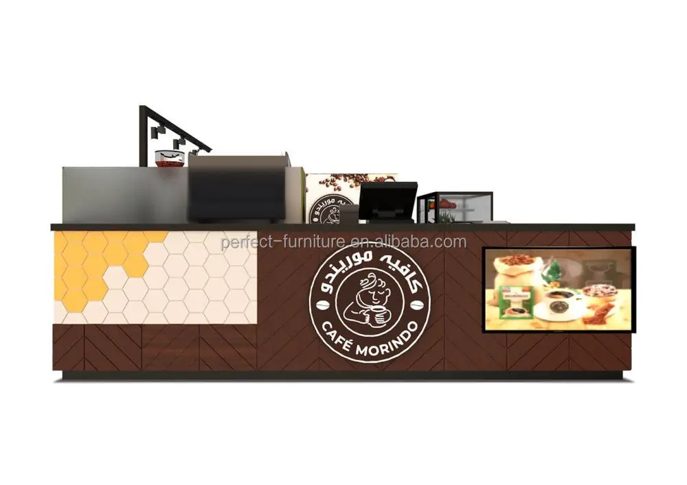 High-end Coffee Bar Kiosk Mall Cafe Display Counter With Factory Price