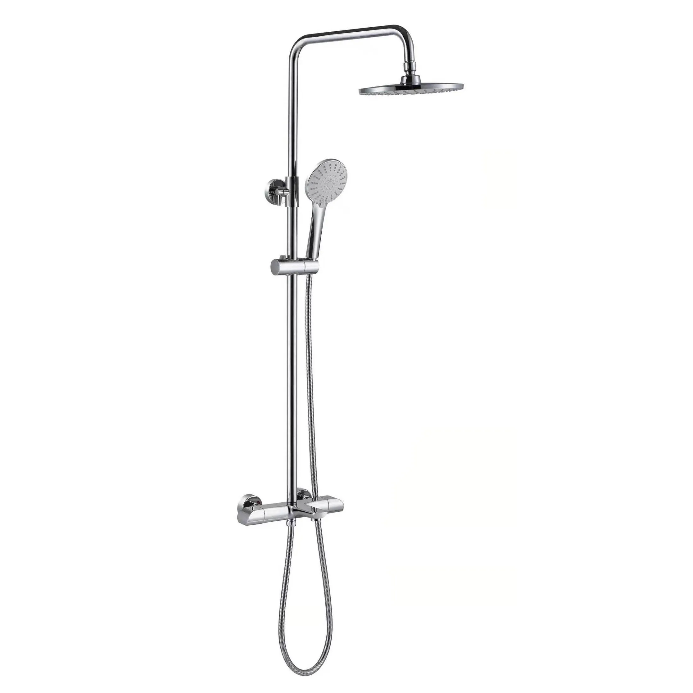 Top Quality Brass Thermostatic Shower Column With Rainfall Shower Head And Hand Shower For Bathroom