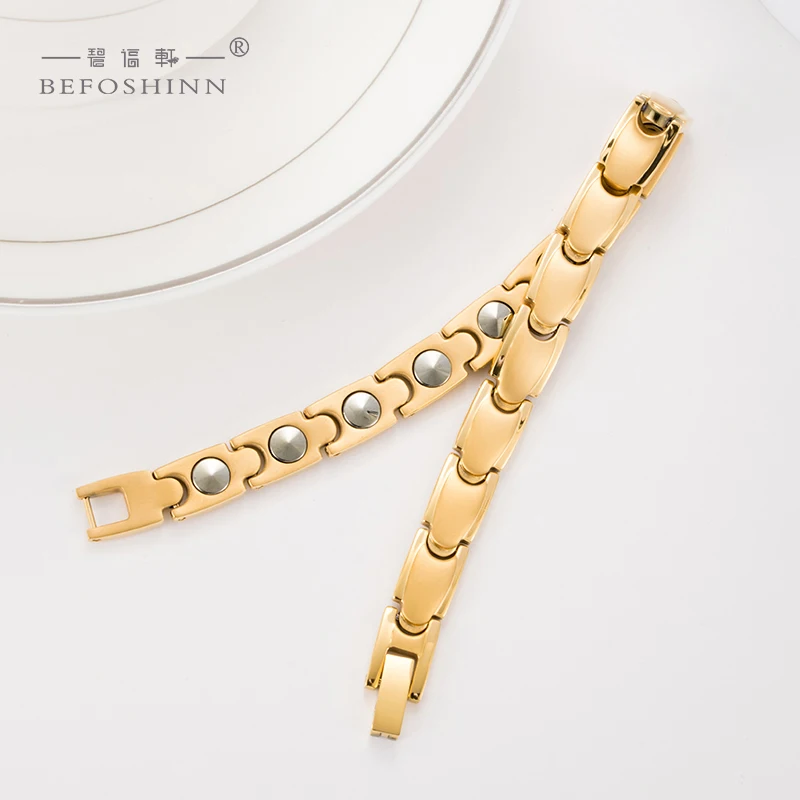 Новый дизайн, медицинский титановый браслет из Германия с позолотой 18 К