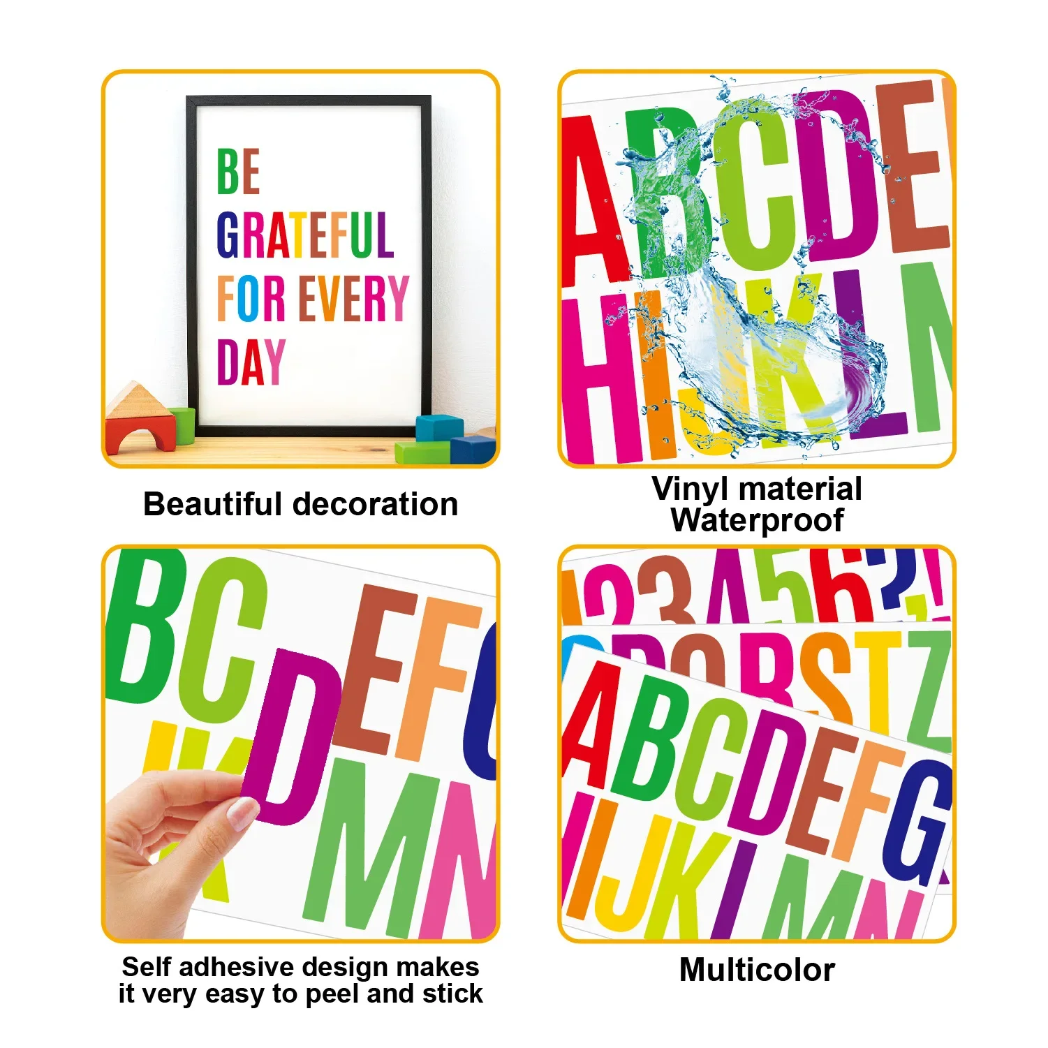 Wholesale Vinyl Letter Sticker Black White English Alphabet Stickers Diy Hand account Decorative Waterproof Sticker Sheet