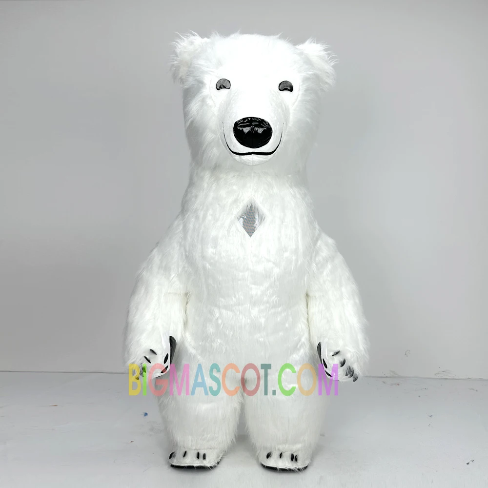 Commercial Unisex Inflatable White Polar Bear Mascot Costume for Amusement & Cosplay Parties for Adults