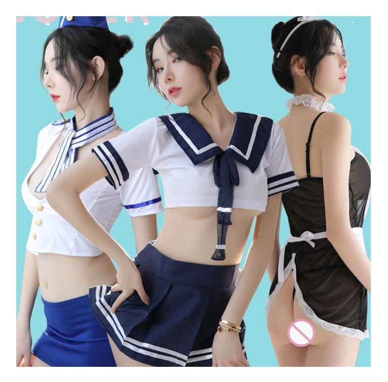 Fuyu The New Listing Sexy Erotic underwear Student Flight Attendant Maid Cosplay Costume Sexy Uniform