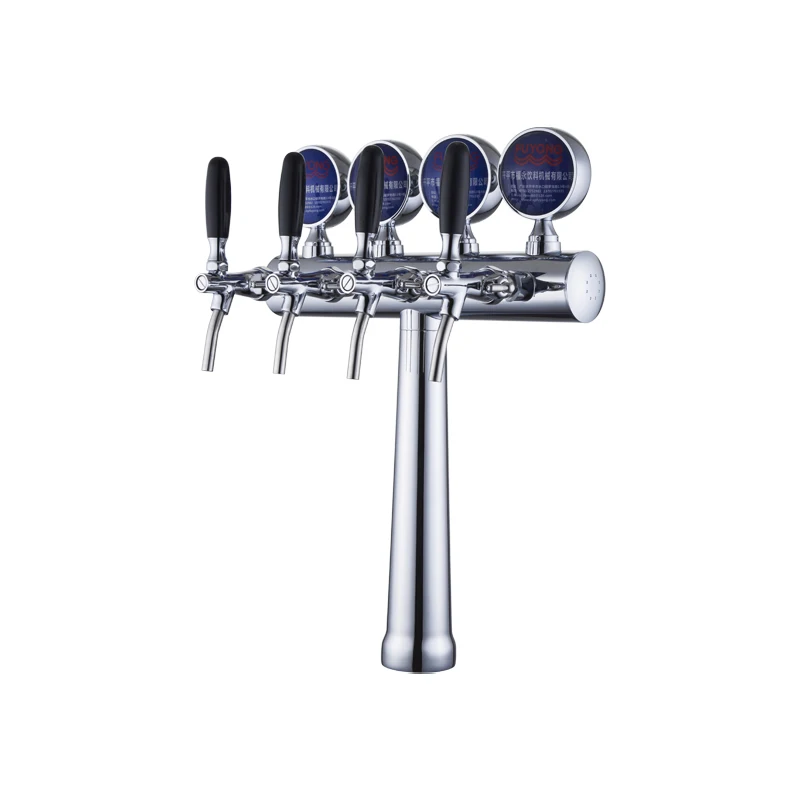 Beer Kegerator Font Stainless Steel T Type 4 Tap Beer Dispenser Draft Cooler Column Beer Tower