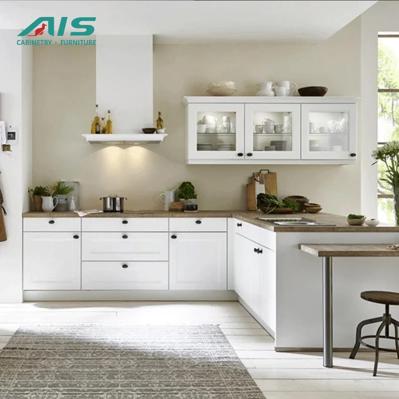 Ais PVC kitchen furniture cabinets with sink made in china  WHITE COLOR modular small kitchen cabinet  set with sink for home