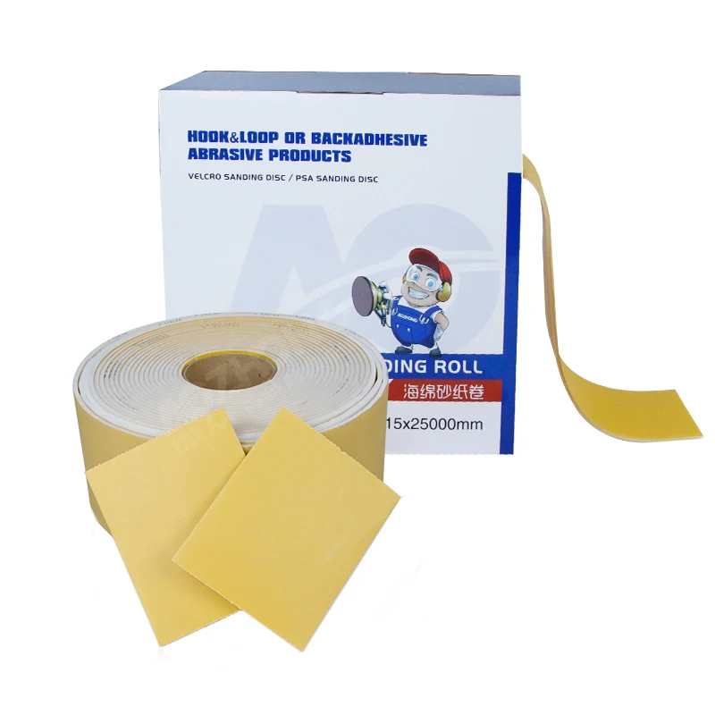 Industrial Abrasive Paper Rolls on Sponge 115*125mm Sandpaper Sanding Sponge Rolls Abrasoft Foam Backed Sanding Rills