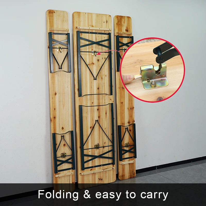 hot sale 220cm outdoor picnic garden foldable wooden beer table set with 2 benches for wholesale