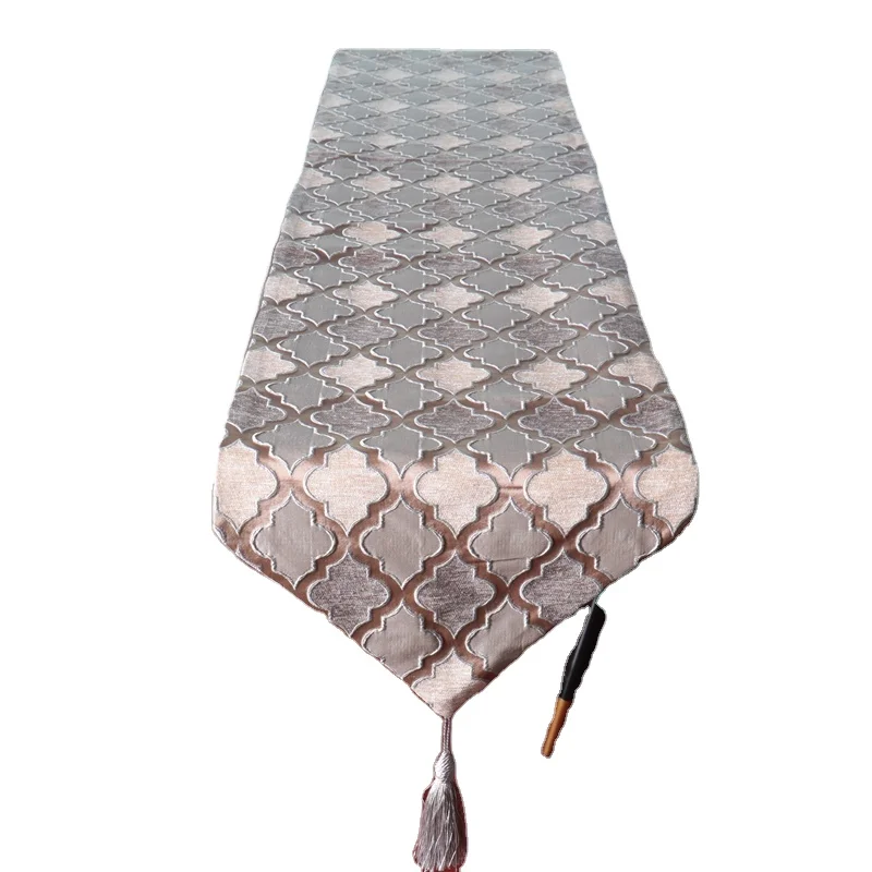 
Light luxurious 32*200 CM soft polyester high precision jacquard table runner for home hotel banquet decoration 