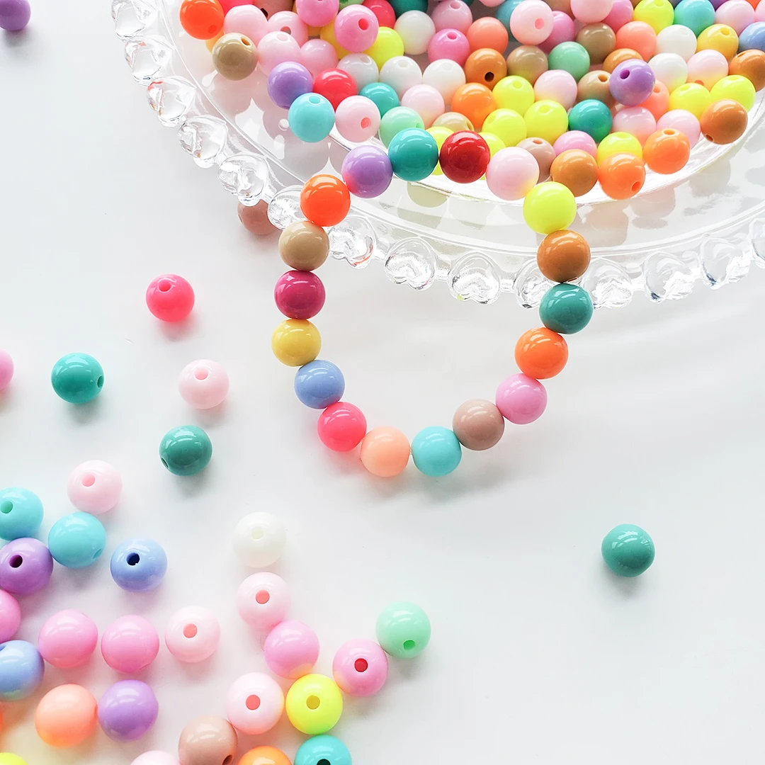 Round Bubblegum Chunky Acrylic Beads Opaque Solid Chunky Bubblegum Acrylic Ball Beads 1.9mm Hole 10mm Bead for Jewellery  Making