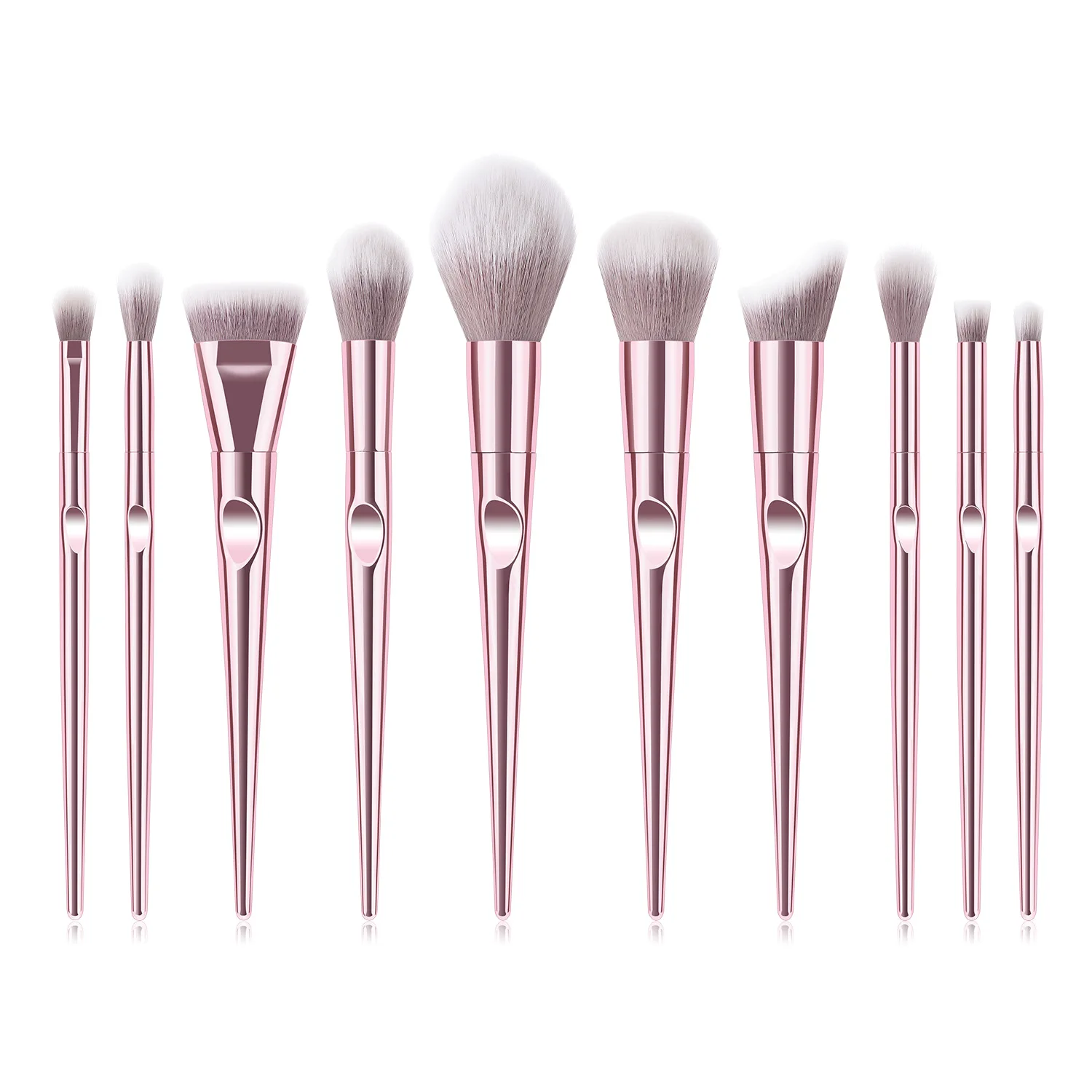 2020 BUEART New finger handle Rose golden Glitter Handle 10pcs crystal diamond foundation brush set with PU bag ma
