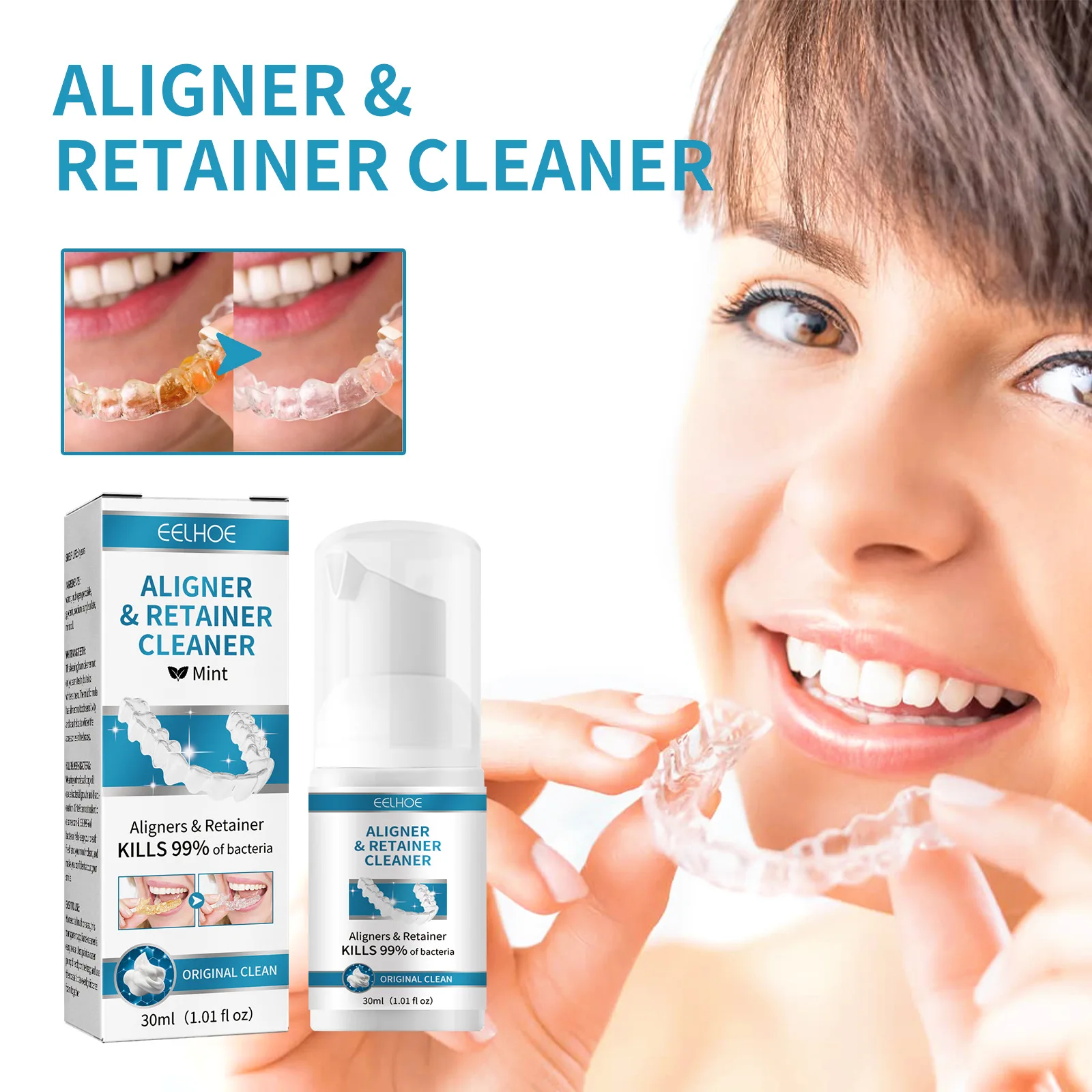 Denture Cleaner Oral Cleaning Care Fresh Breath White dentures remove tartar stains