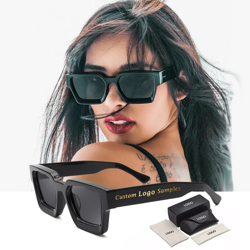 Модные дизайнерские женские солнцезащитные очки из ацетата в толстой оправе с индивидуальным логотипом