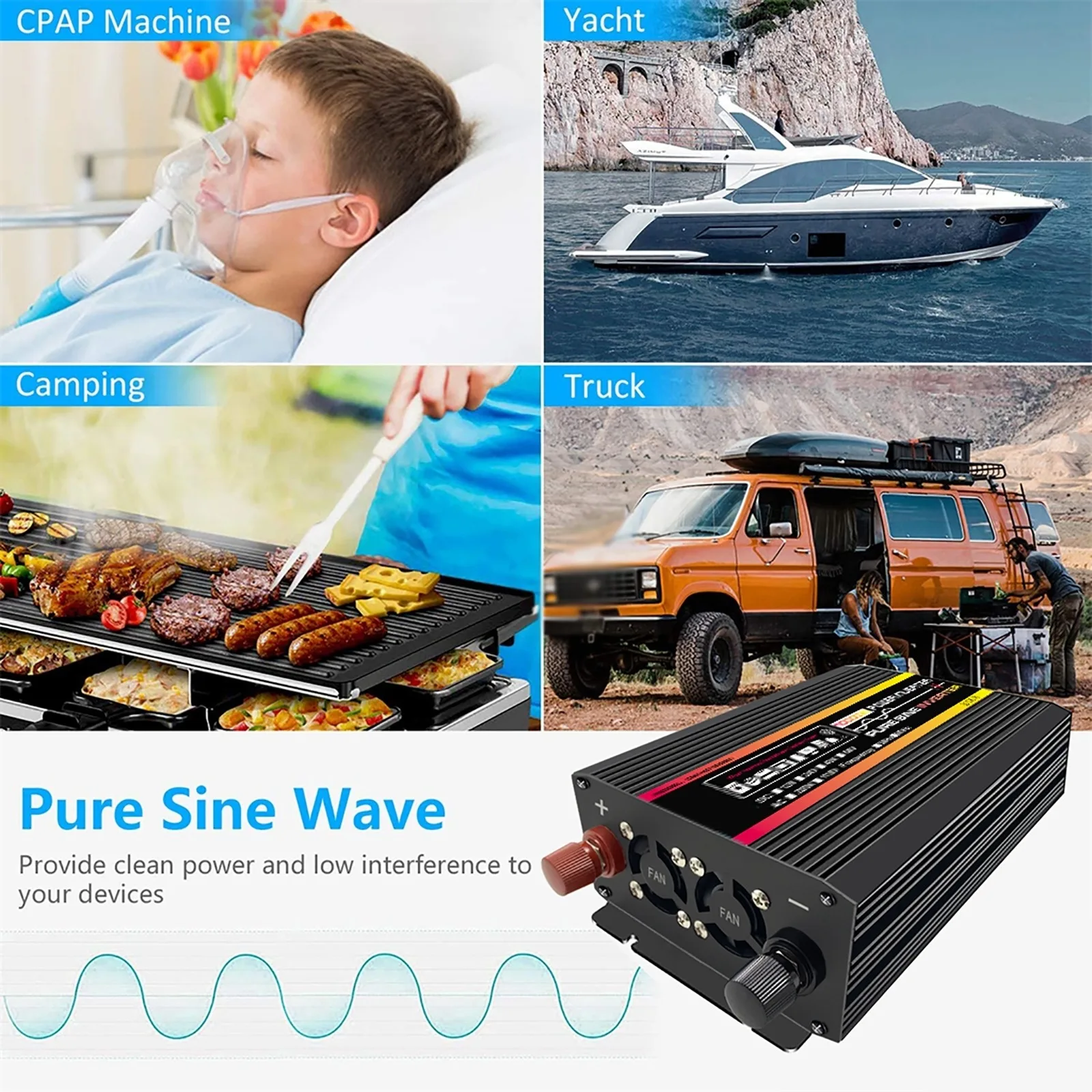 10000W Pure Sine Wave  Dc 12V 24V To Ac 220V Large Power Inverter For Home Outdoor