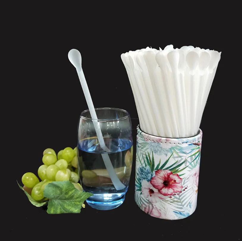 Eco friendly 100% biodegradable corn starch PLA disposable spoon  straw