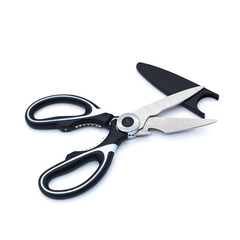 Heavy Duty Professional Meat Chicken Cutter Herb Kitchen Food Cutting Scissors With Sheath