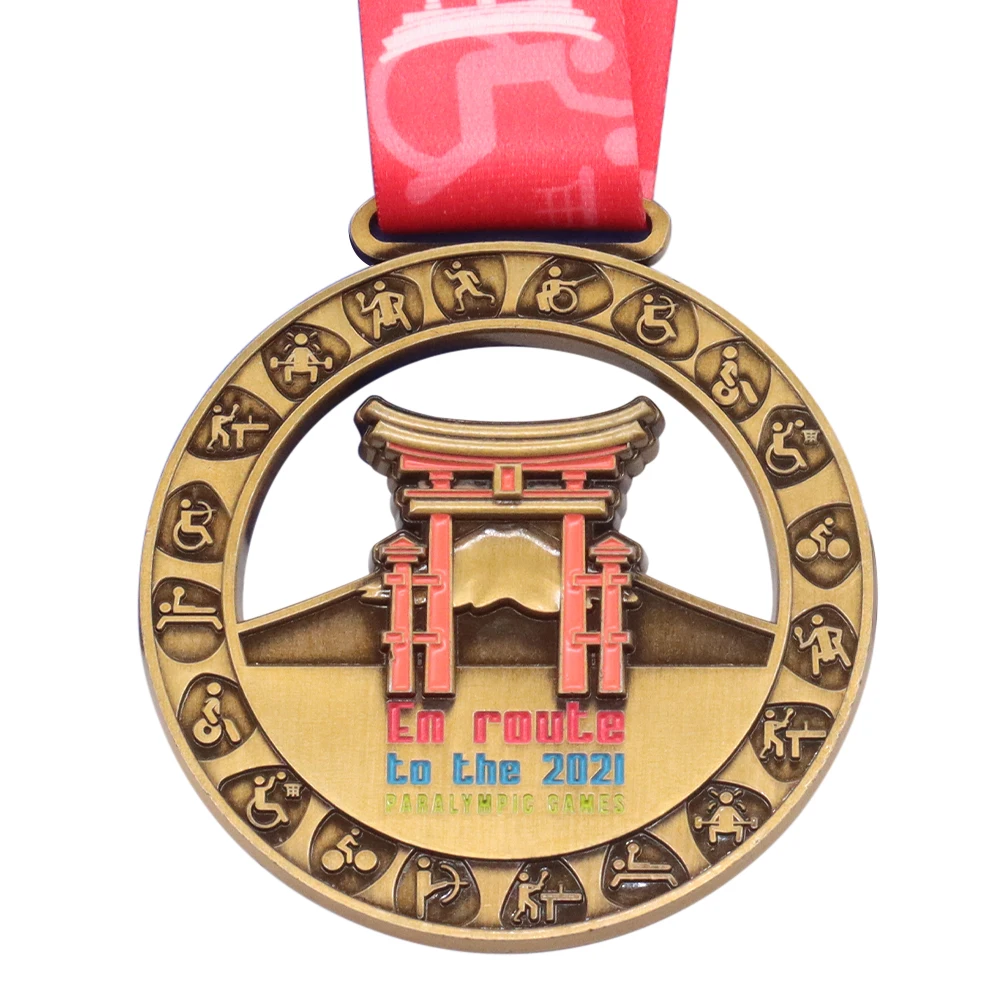 Cheap Custom 3D Mountain Bike Race Medal And Ribbons