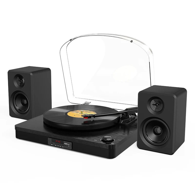 Factory Price Bluetooth  Vinyl Turntable Player Record Player Dust Cover  Home Audio Hifi  Stereo Speakers