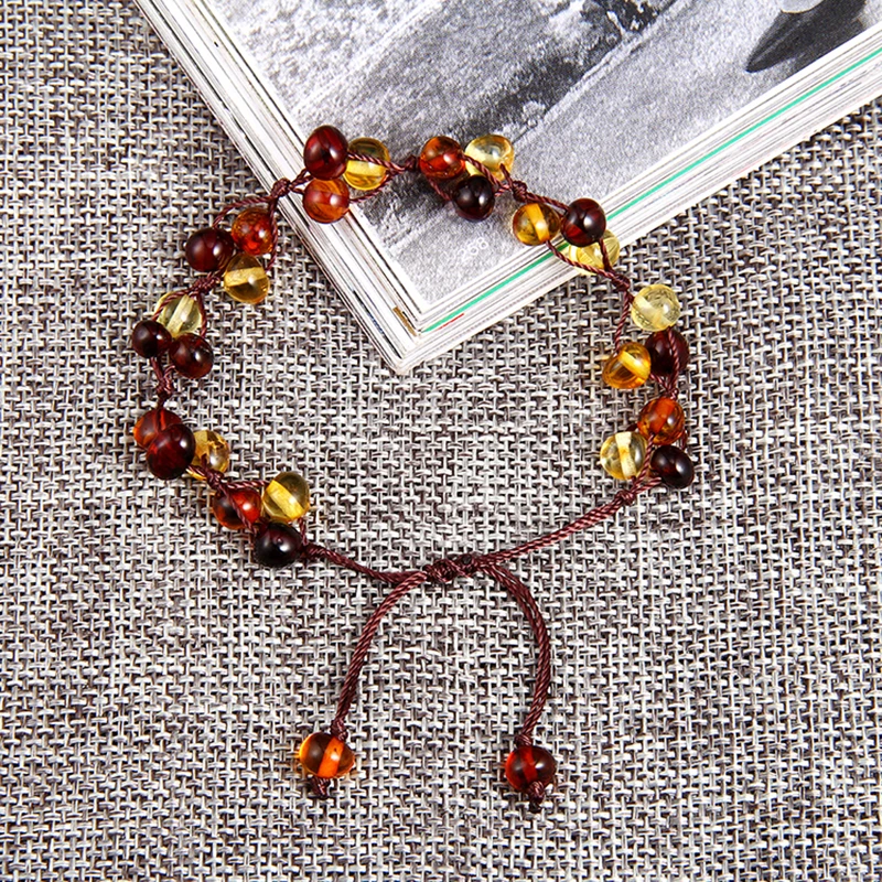 
braided Handmade Original Baltic Ambers Beads Jewelry For Baby Adult Gift Stone Teething Beads Baltic Natural Amber Bracelet 
