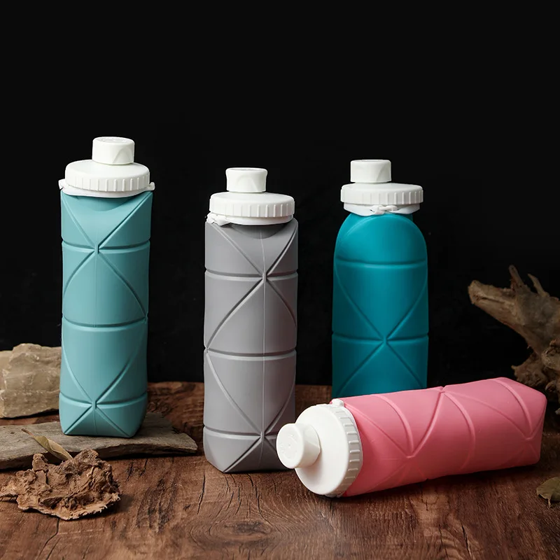 New design 600ml environmental portable folding water bottle collapsible Silicone sport water bottle