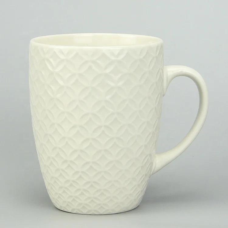 0.28 cheap white blank bulk plain ceramic embossed coffee mugs