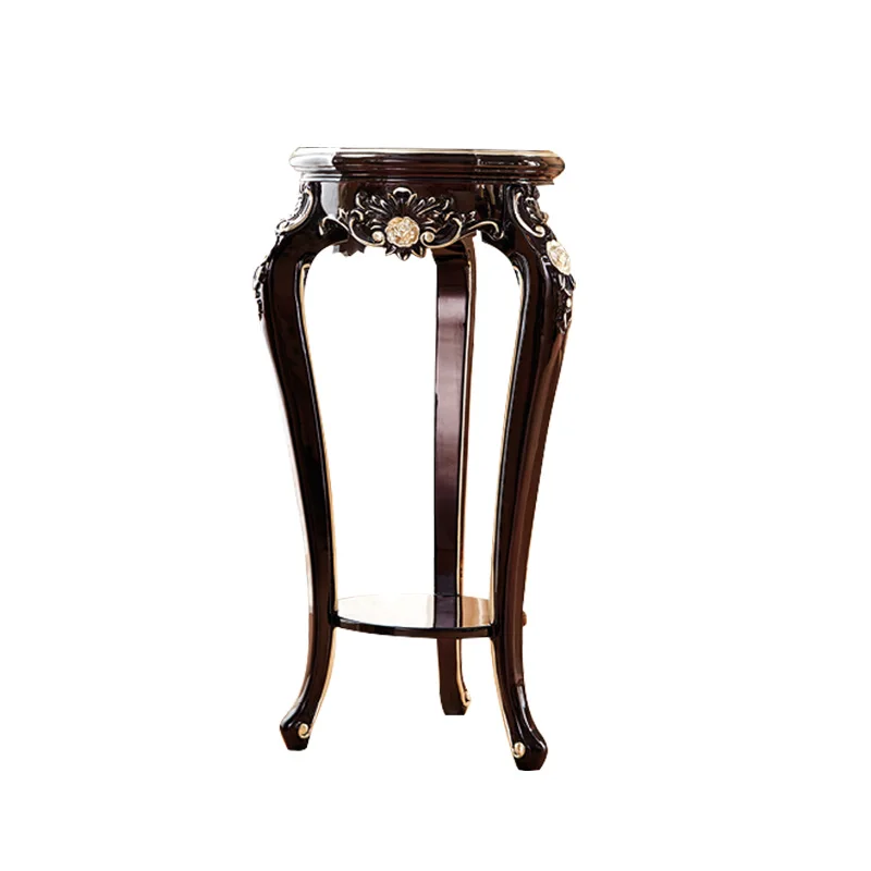 European style solid wood flower rack indoor living room landing ebony storage rack luxury multi-layer flower planting pot