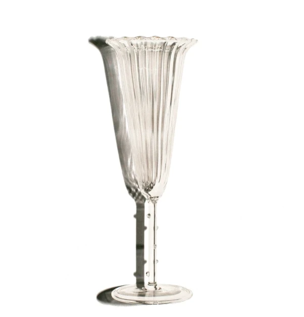 Оптовая продажа под заказ выдувные ребристые стеклянные прозрачные бокалы для шампанского вина дегустационные