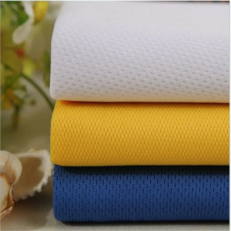 Wholesale 100% Microfiber Polyester Knitted Mesh fabric Plain dyed sweat-wicking fabric bird eye fabric for golf uniform