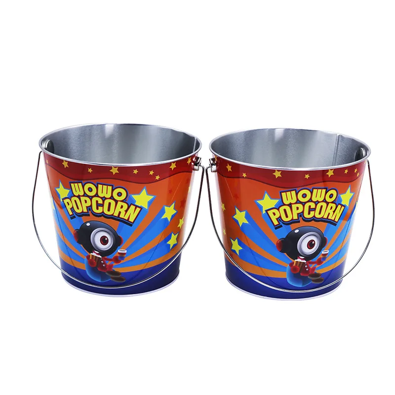 Party tin ice bucket galvanized iron primary color beer bucket hemp rope double ear circular tinplate galvanized iron ice bucket