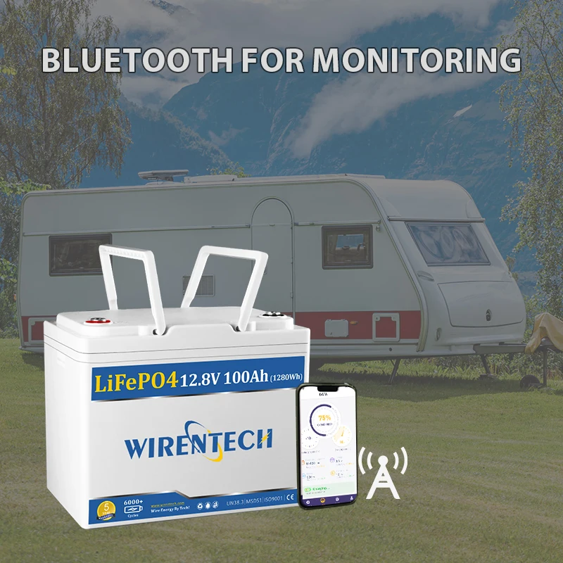 Wirentech UL1973 CE 12V 100Ah Cranking Starting RVs Marine Home Energy Storage Battery Deep Cycling Power Bank