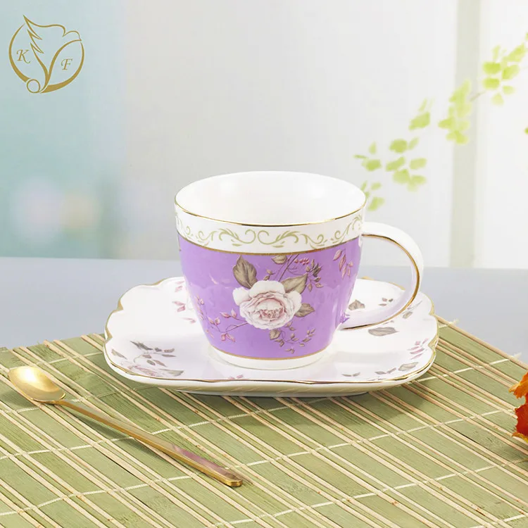 European royal afternoon tea coffee cups set exquisite flower decal ceramic cup and saucer
