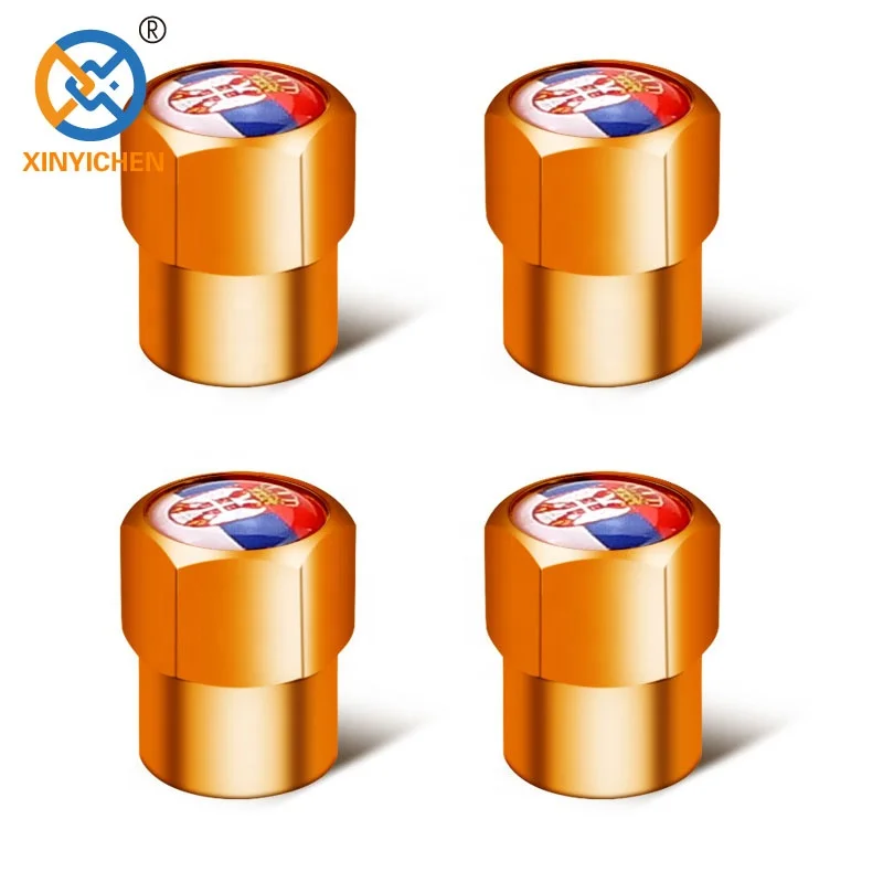 4PCS Wheel Rim Center Hub-Caps Tire Valve Stem Stainless Valve-CAPS Customized Flags Universal 8V1 Thread