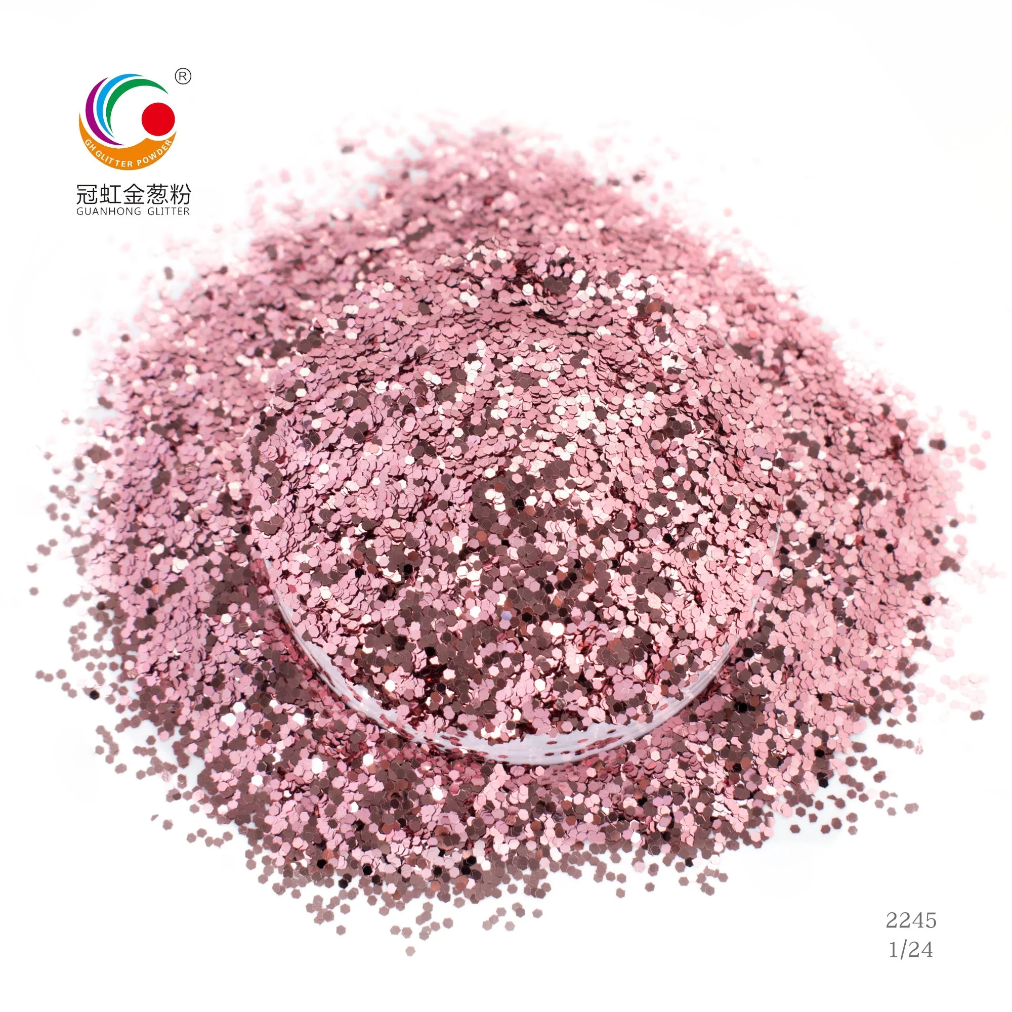 Производитель GH2235, оптовая продажа, ультратонкая розовая ПЭТ гексагональная блестящая пудра для ткани, текстиля, Новогоднее украшение