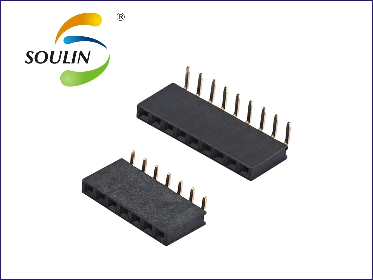 Однорядный прямоугольный штырьковый провод для платы с разъемом «мама», шаг 1,27 мм, 2,54 мм