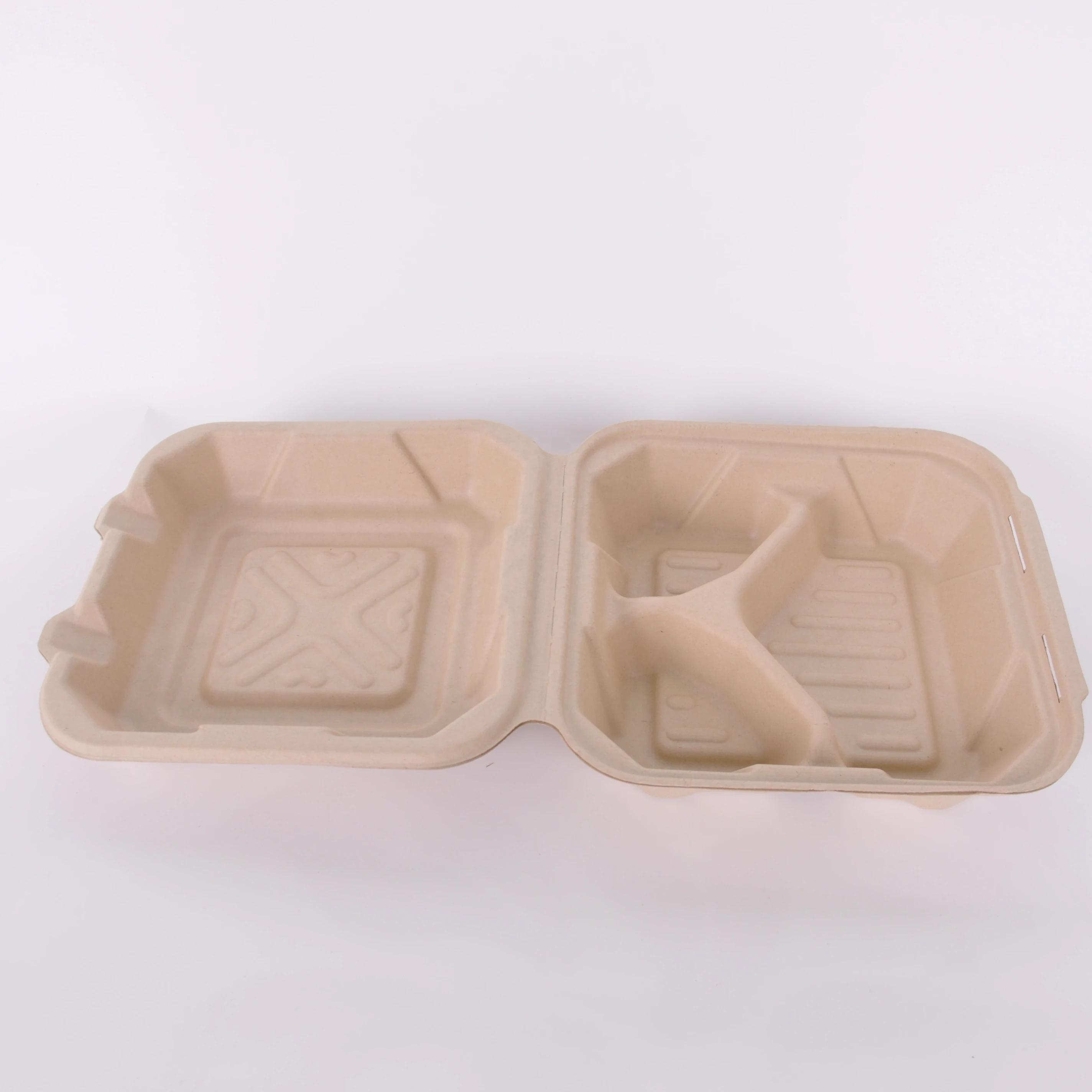 Salad box 3-compartment eco-friendly disposable bagasse takeout bento box food container