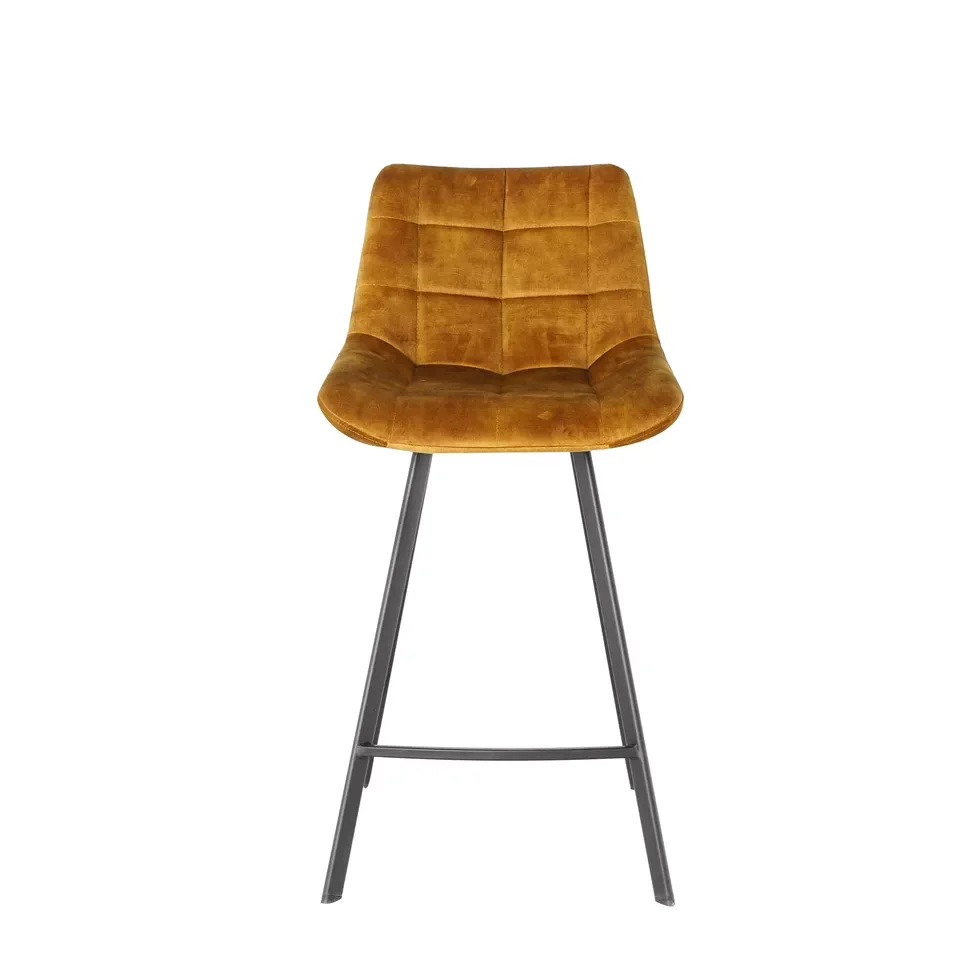 Modern Design Comfortable Metal Stool Modern Iron Legs High Counter Leisure Velvet fabric Bar Chair